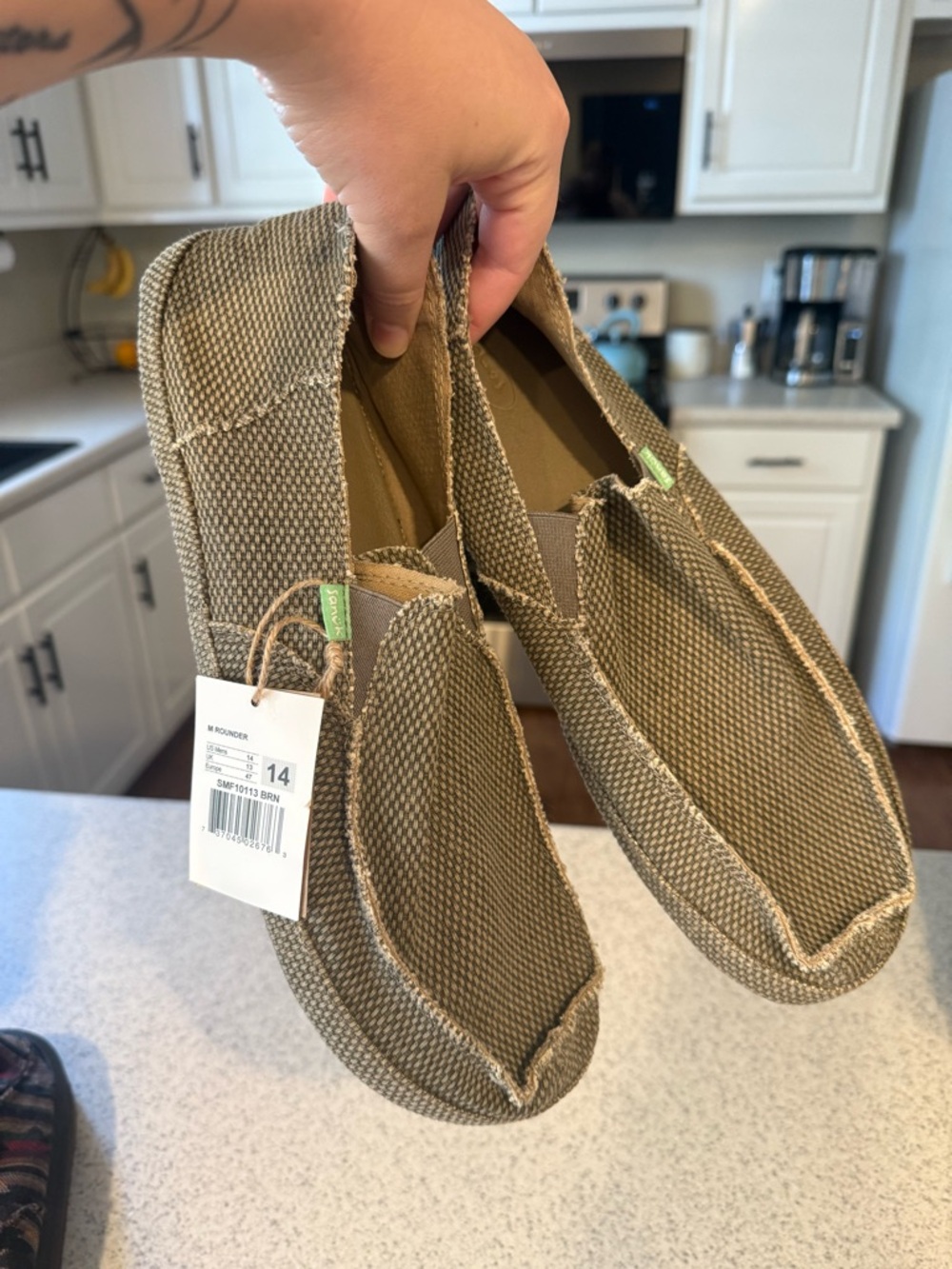 Sanuk Olive Canvas Slip-On Loafers
